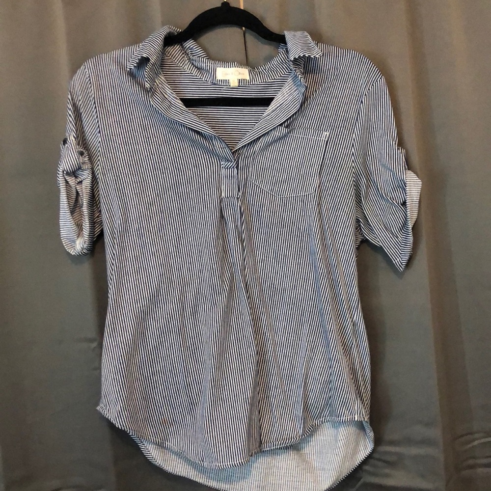 Navy and White Stripe Blouse